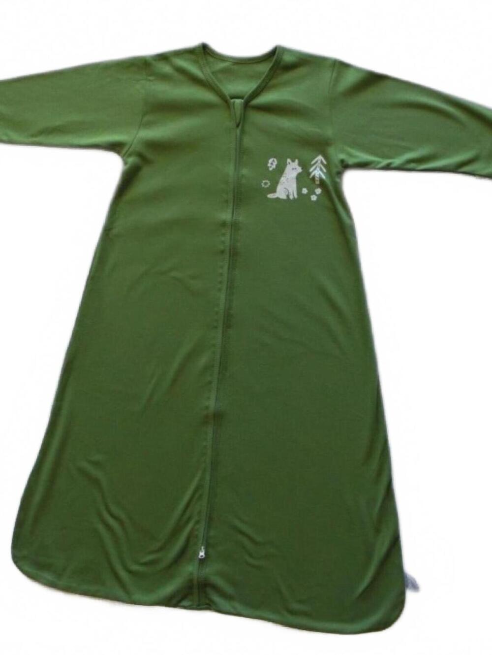 Olive Green Long Sleeve Zippered Sleep Sack with Fox Print 18-24 months